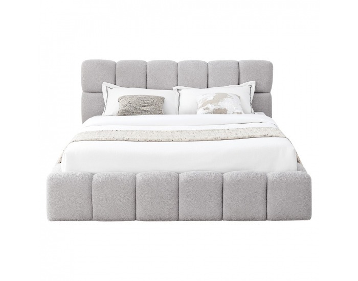 Čalúnená manželská posteľ s kovovým roštom Sorela 160x200 cm - sivá