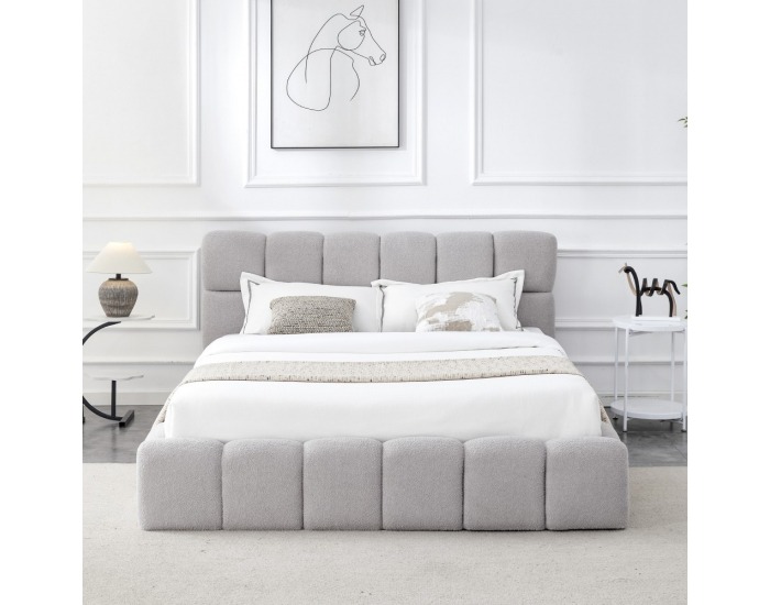 Čalúnená manželská posteľ s kovovým roštom Sorela 160x200 cm - sivá