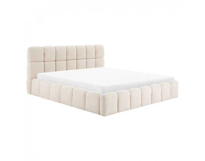 Čalúnená manželská posteľ s kovovým roštom Sorela 180x200 cm - béžová