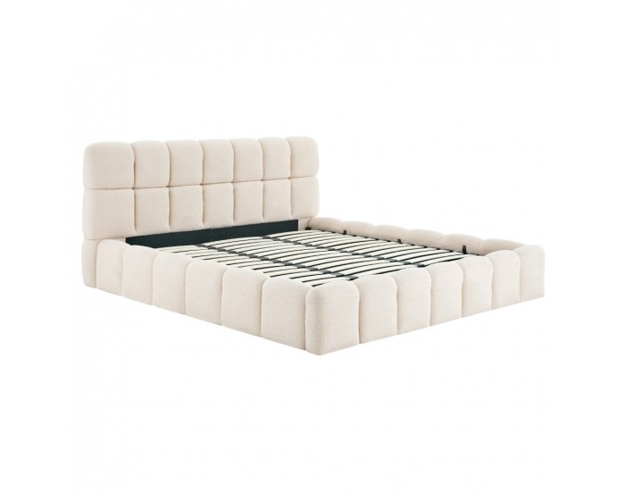 Čalúnená manželská posteľ s kovovým roštom Sorela 180x200 cm - béžová
