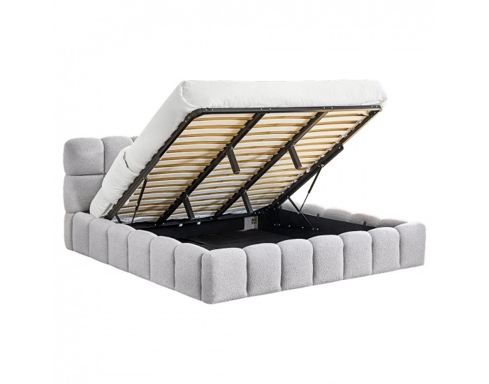 Čalúnená manželská posteľ s kovovým roštom Sorela 180x200 cm - sivá