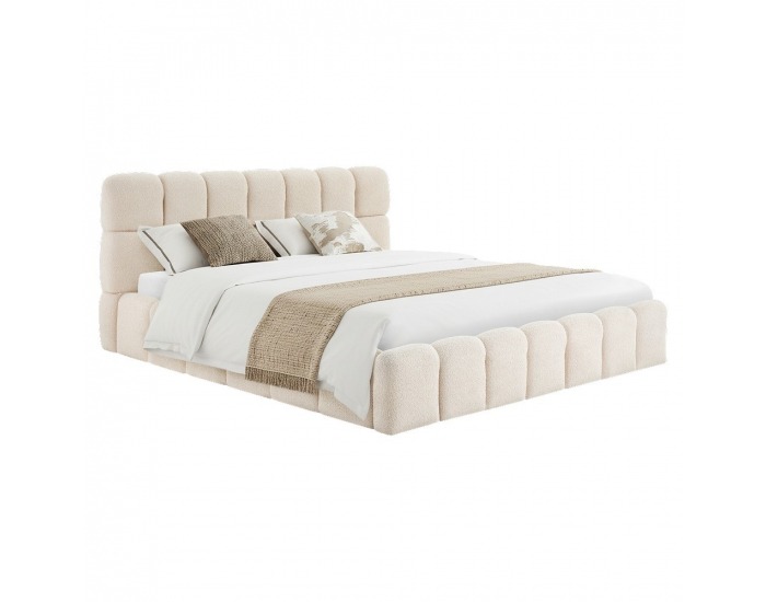 Čalúnená manželská posteľ s kovovým roštom Sorela 200x200 cm - béžová