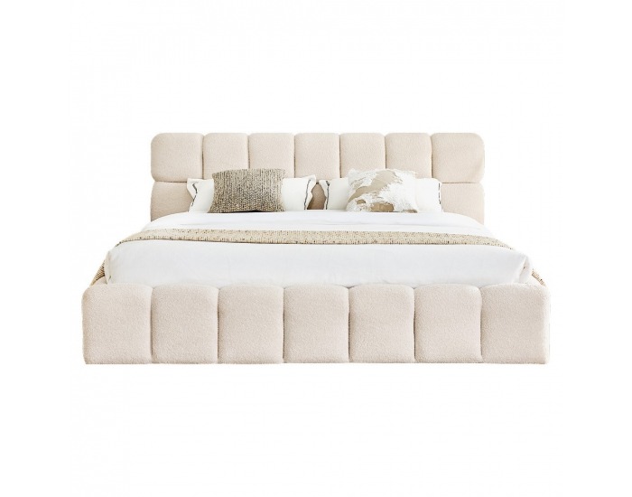 Čalúnená manželská posteľ s kovovým roštom Sorela 200x200 cm - béžová