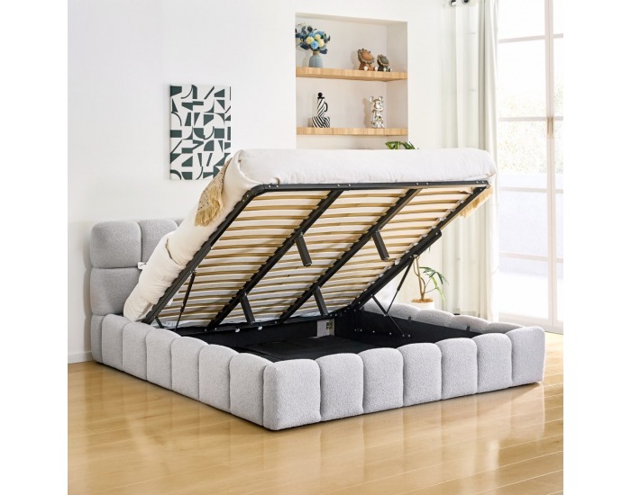 Čalúnená manželská posteľ s kovovým roštom Sorela 200x200 cm - sivá