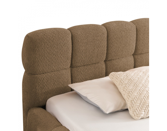 Čalúnená manželská posteľ s kovovým roštom Sorena 140x200 cm - svetlohnedá