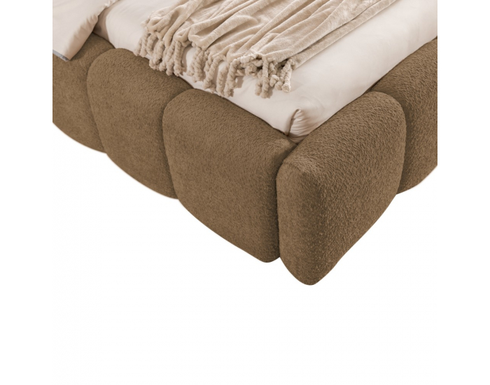 Čalúnená manželská posteľ s kovovým roštom Sorena 140x200 cm - svetlohnedá