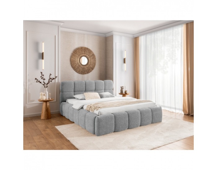 Čalúnená manželská posteľ s kovovým roštom Sorena 180x200 cm - sivá