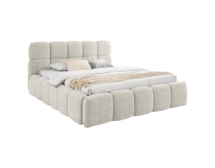 Čalúnená manželská posteľ s kovovým roštom Sorena 180x200 cm - smotanová