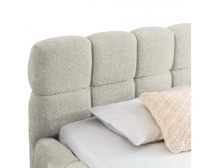 Čalúnená manželská posteľ s kovovým roštom Sorena 180x200 cm - smotanová