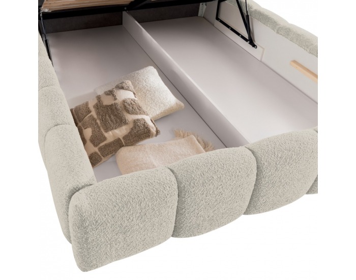 Čalúnená manželská posteľ s kovovým roštom Sorena 200x200 cm - smotanová