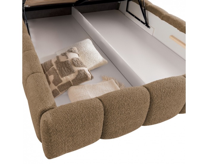 Čalúnená manželská posteľ s kovovým roštom Sorena 200x200 cm - svetlohnedá