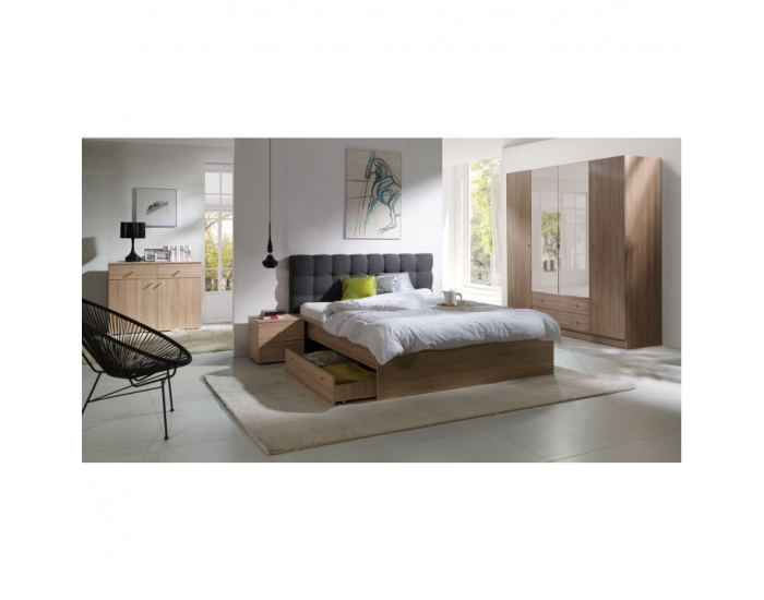 Spálňa Mexim - dub sonoma / tmavosivá