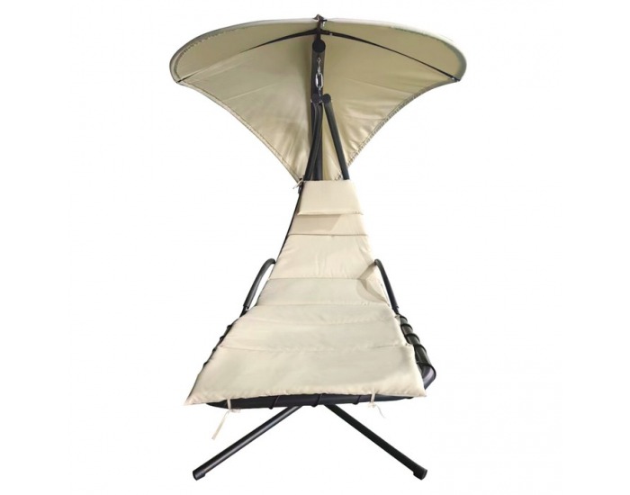 Hojdacie kreslo so strieškou Spavin 2 New - béžová / čierna