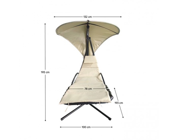 Hojdacie kreslo so strieškou Spavin 2 New - béžová / čierna