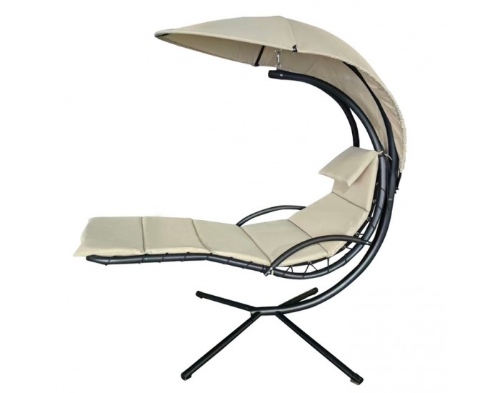 Hojdacie kreslo so strieškou Spavin 2 New - béžová / čierna