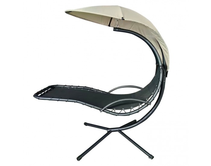 Hojdacie kreslo so strieškou Spavin 2 New - béžová / čierna