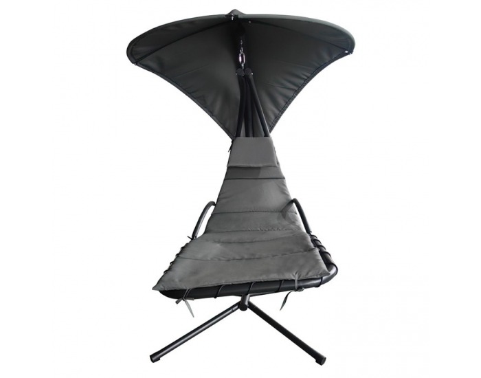 Hojdacie kreslo so strieškou Spavin 2 New - sivá / čierna