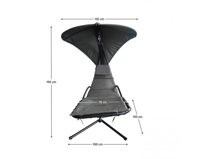 Hojdacie kreslo so strieškou Spavin 2 New - sivá / čierna