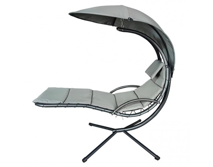 Hojdacie kreslo so strieškou Spavin 2 New - sivá / čierna