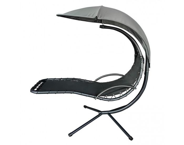 Hojdacie kreslo so strieškou Spavin 2 New - sivá / čierna