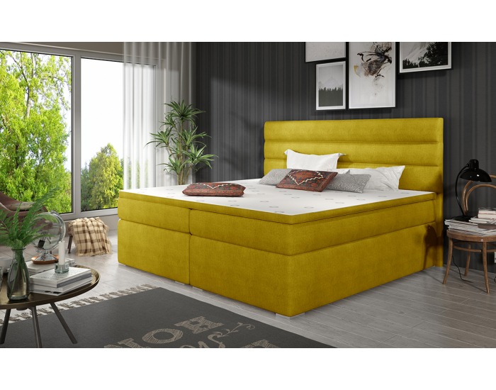 Čalúnená manželská posteľ s úložným priestorom Spezia 140 - žltá