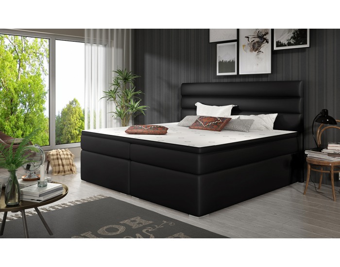 Čalúnená manželská posteľ s úložným priestorom Spezia 180 - čierna (Soft 11)