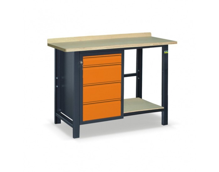 Pracovný stôl SS01L/F/PL45 - grafit / oranžová