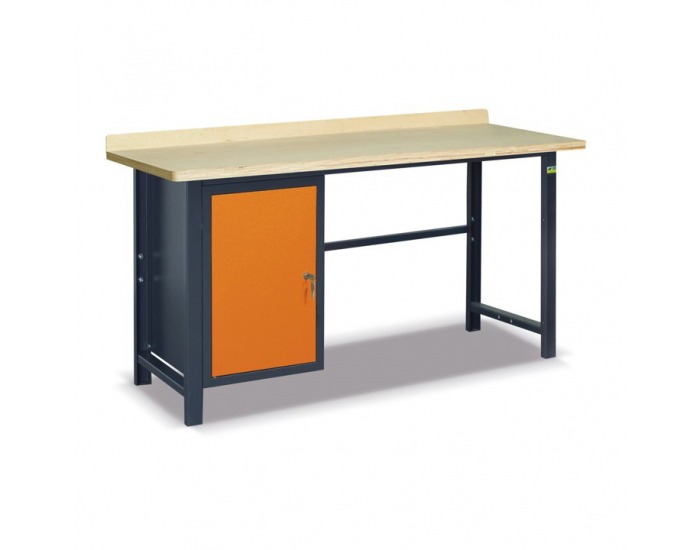 Pracovný stôl so zverákom SS02L/A - grafit / oranžová
