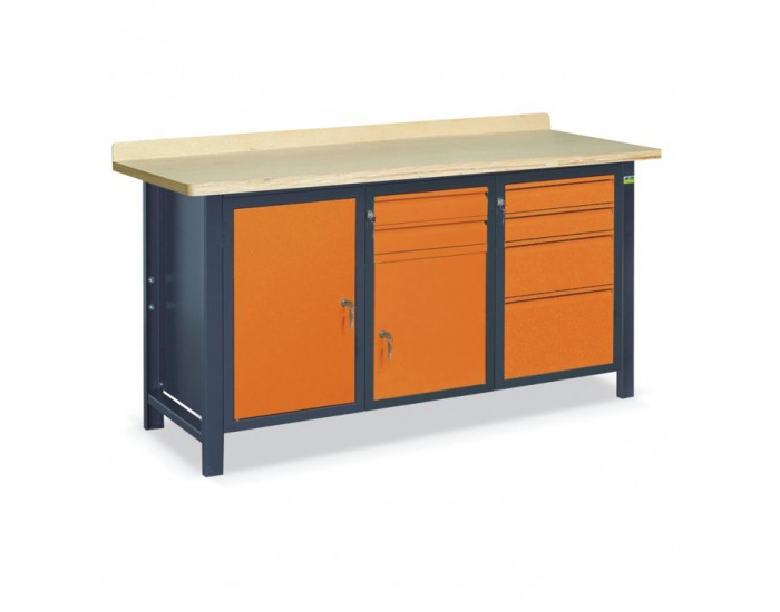 Pracovný stôl SS02L/ACE - grafit / oranžová