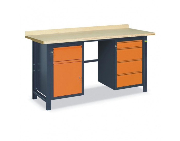 Pracovný stôl SS02L/BF - grafit / oranžová