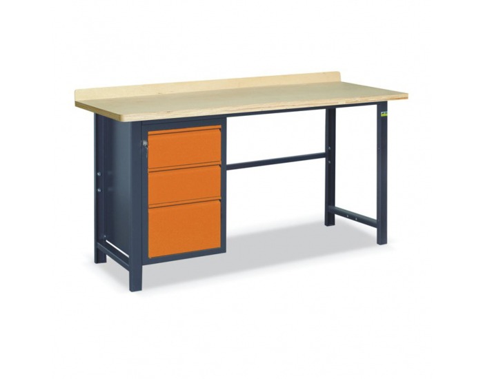 Pracovný stôl SS02L/D - grafit / oranžová