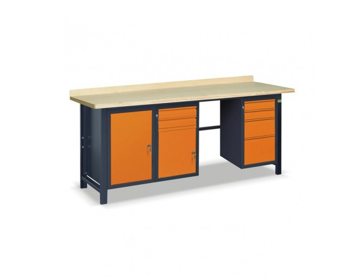 Pracovný stôl SS03L/ACE - grafit / oranžová