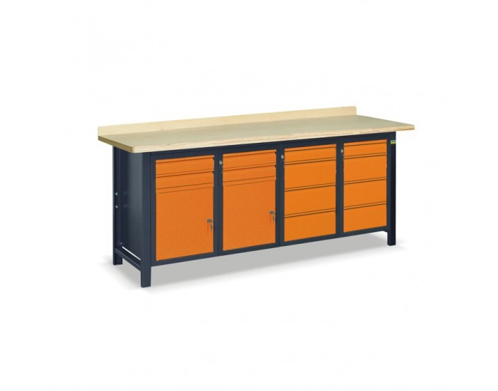 Pracovný stôl SS03L/CCFF - grafit / oranžová