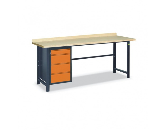 Pracovný stôl so zverákom SS03L/F - grafit / oranžová