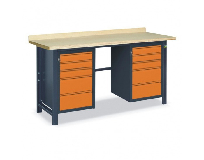 Pracovný stôl SS02L/HH - grafit / oranžová