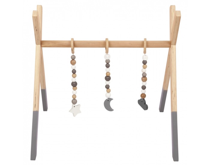 Montessori drevená hrazda Stares - prírodná / sivá