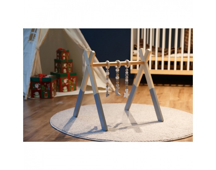 Montessori drevená hrazda Stares - prírodná / sivá