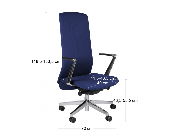 Kancelárska stolička s podrúčkami Starmit AL1 - tmavomodrá / chróm