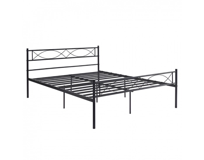 Kovová manželská posteľ s roštom Stelvia 180x200 cm - čierna