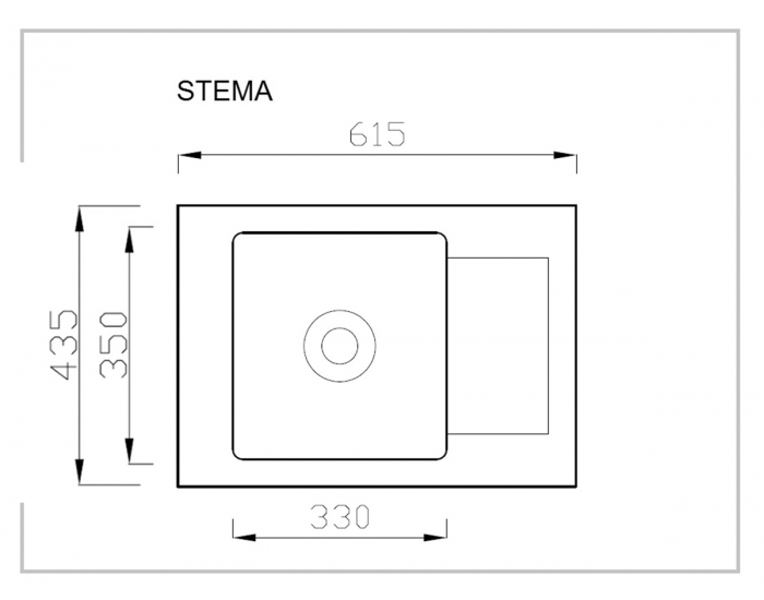Granitový kuchynský drez Stema 61,5x43,5 cm - biela