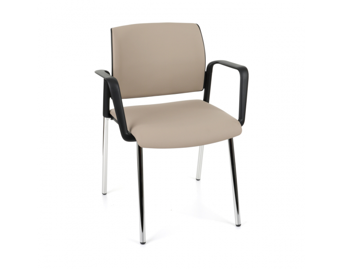 Konferenčná stolička s podrúčkami Steny Arm - béžová / čierna / chróm