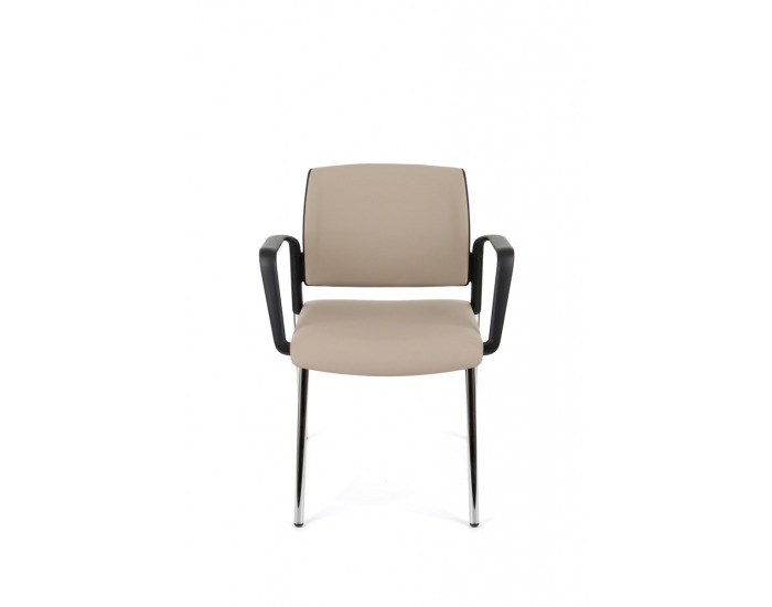 Konferenčná stolička s podrúčkami Steny Arm - béžová / čierna / chróm