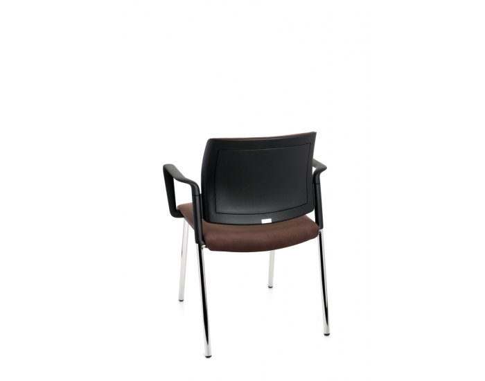 Konferenčná stolička s podrúčkami Steny Arm - tmavohnedá / čierna / chróm