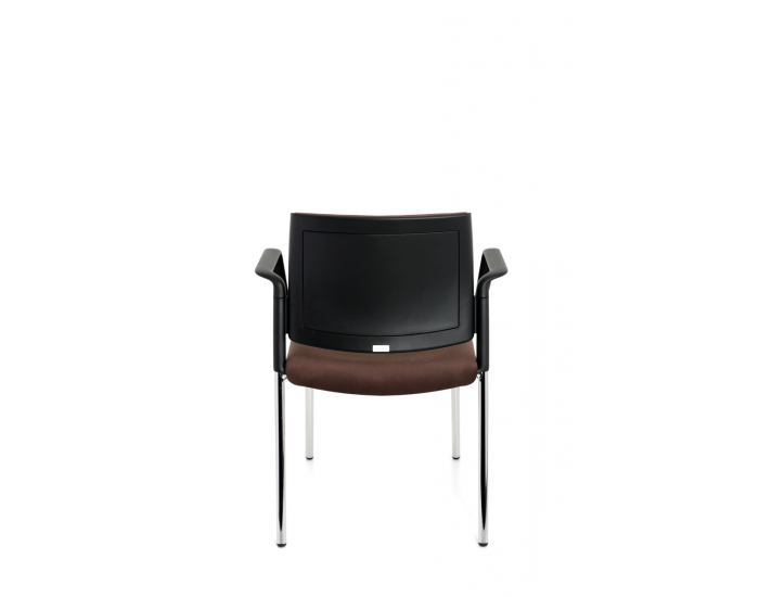 Konferenčná stolička s podrúčkami Steny Arm - tmavohnedá / čierna / chróm