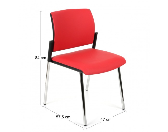 Konferenčná stolička Steny - červená / čierna / chróm