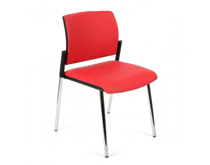 Konferenčná stolička Steny - červená / čierna / chróm