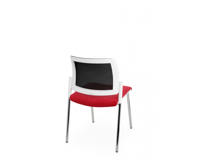 Konferenčná stolička Steny Net - červená / čierna / biela / chróm