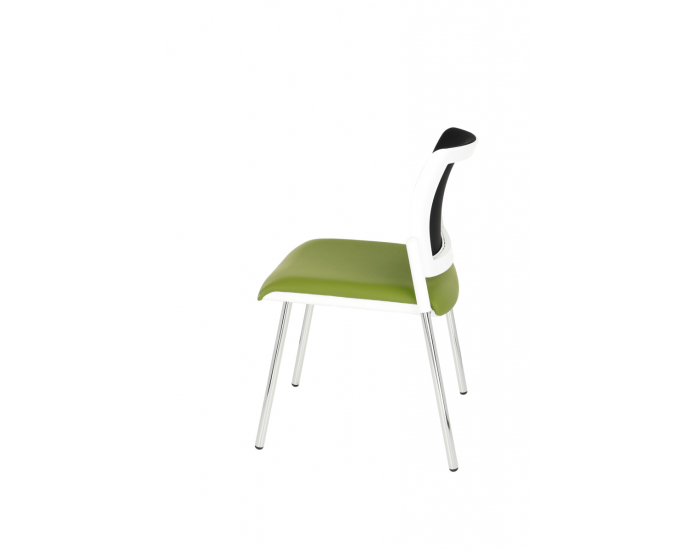Konferenčná stolička Steny Net - zelená / čierna / biela / chróm