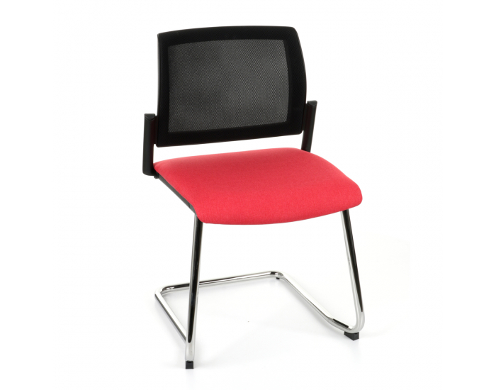 Konferenčná stolička Steny V Net - červená / čierna / chróm