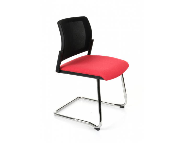 Konferenčná stolička Steny V Net - červená / čierna / chróm